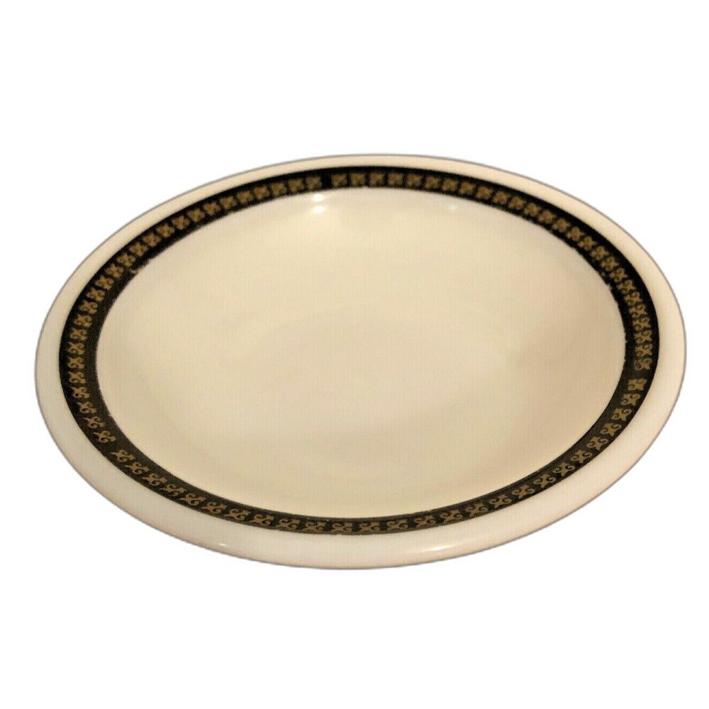 Vintage Pyrex Fleur de Lis  Berry Bowl Ebony & Gold Gothic Tableware